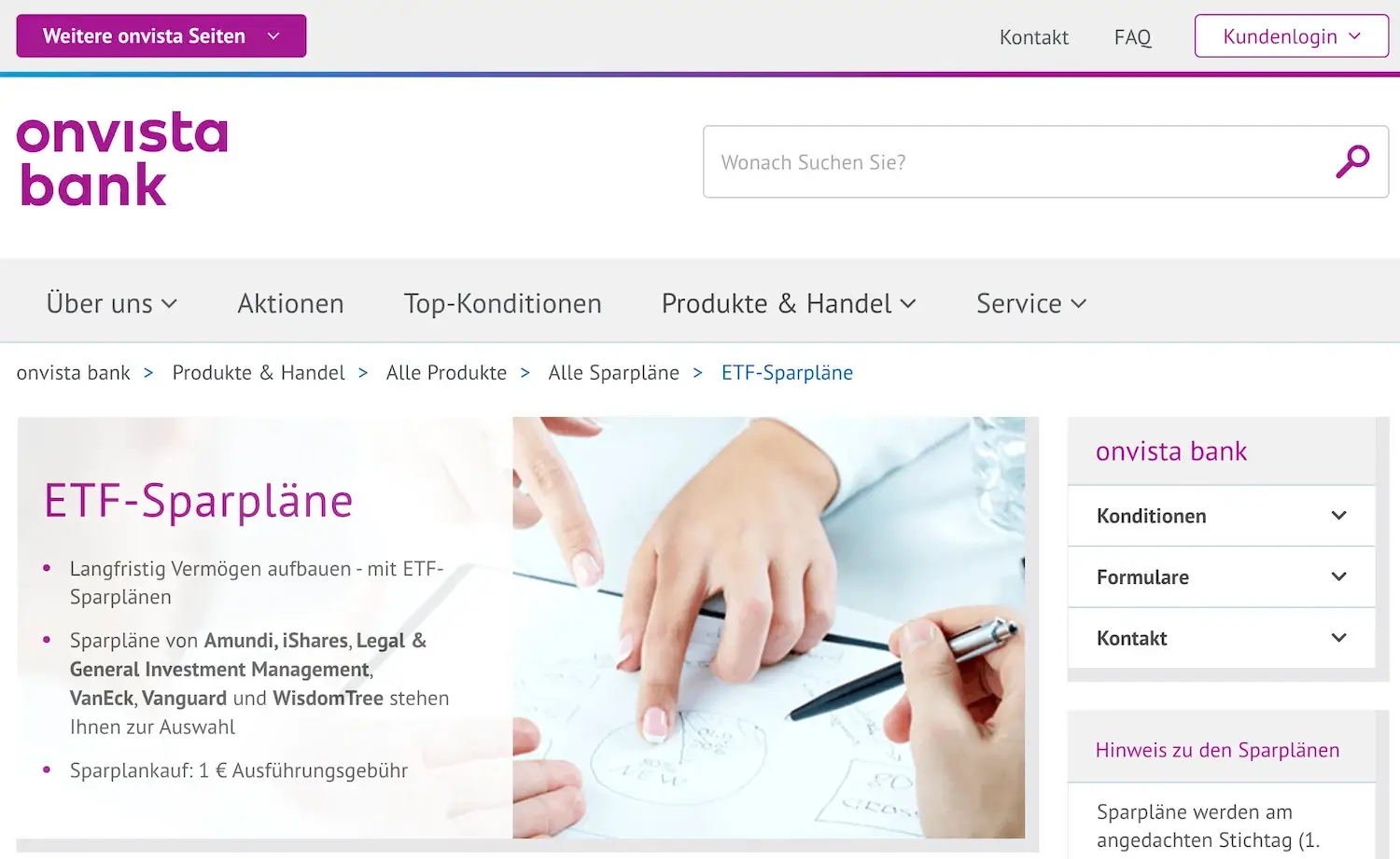 onvista ETF-Sparplan Startseite